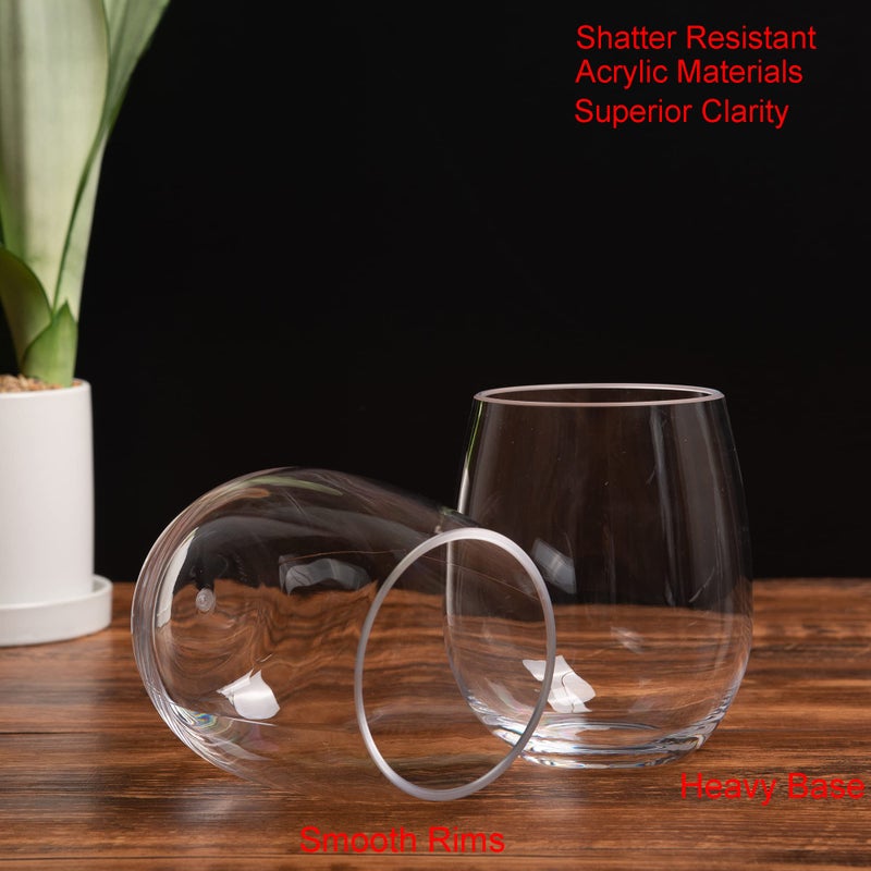 KX-WARE Unbreakable 18-ounce Acrylic Stemless Wine Glasses, set of 4 Clear - Image 3